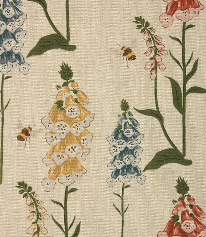 Foxglove Linen Fabric / Blue - Just Fabrics