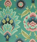 Folk Floral Velvet Fabric / Teal - Just Fabrics