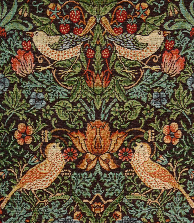 Strawberry Thief Tapestry Fabric / Black - Just Fabrics