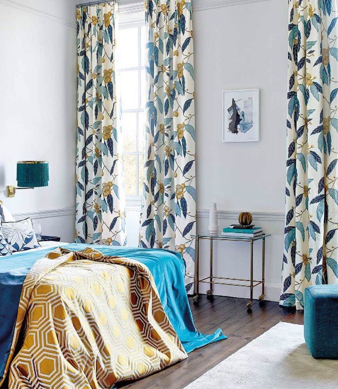 Coppice Fabric / Saffron / Cobalt - Just Fabrics