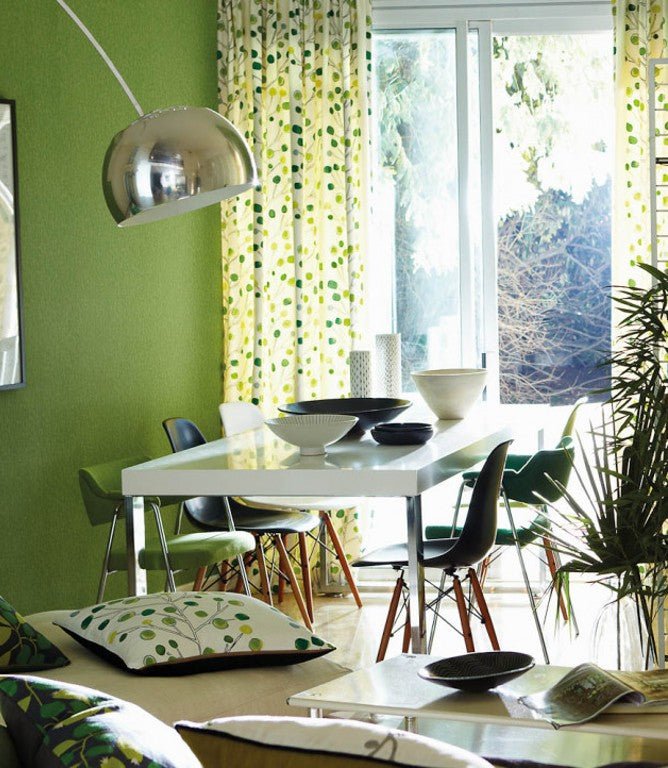 Berry Tree Fabric / Emerald / Lime / Chalk - Just Fabrics