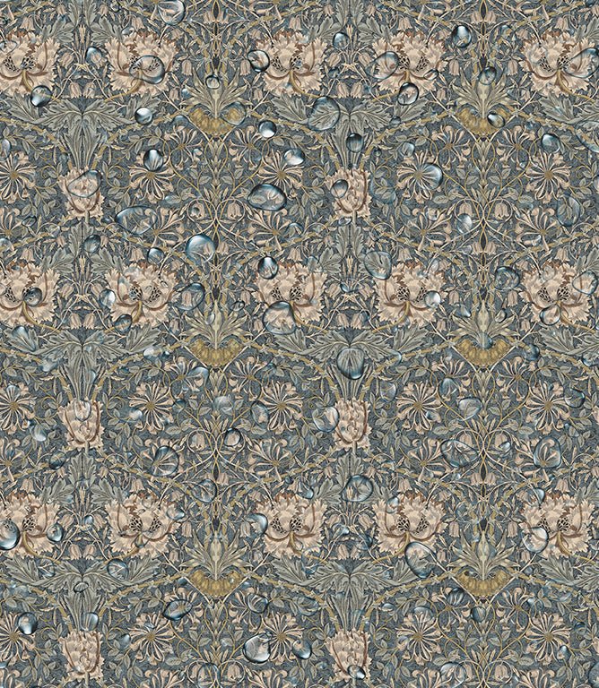 Honeysuckle Oilcloth Fabric / Steel - Just Fabrics