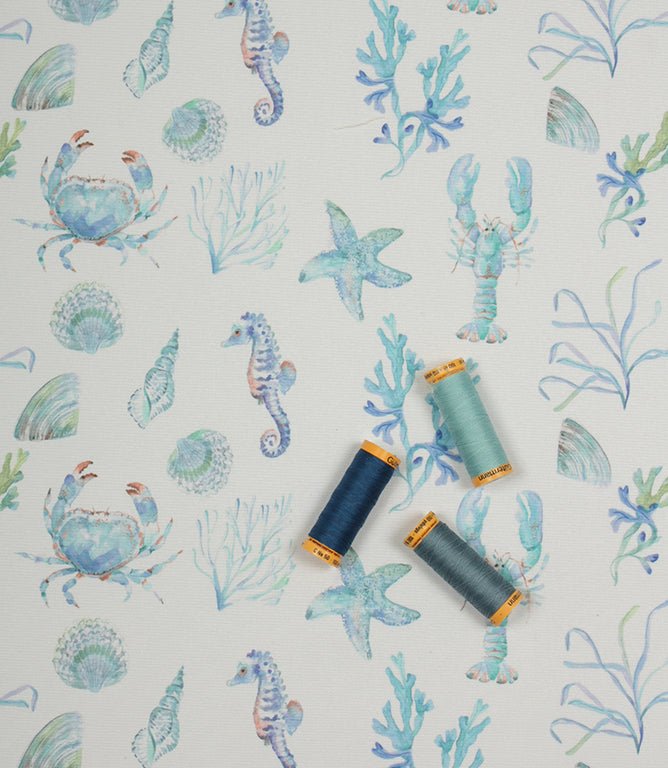 Oceanic Treasures Outdoor Fabric / Aqua - Just Fabrics