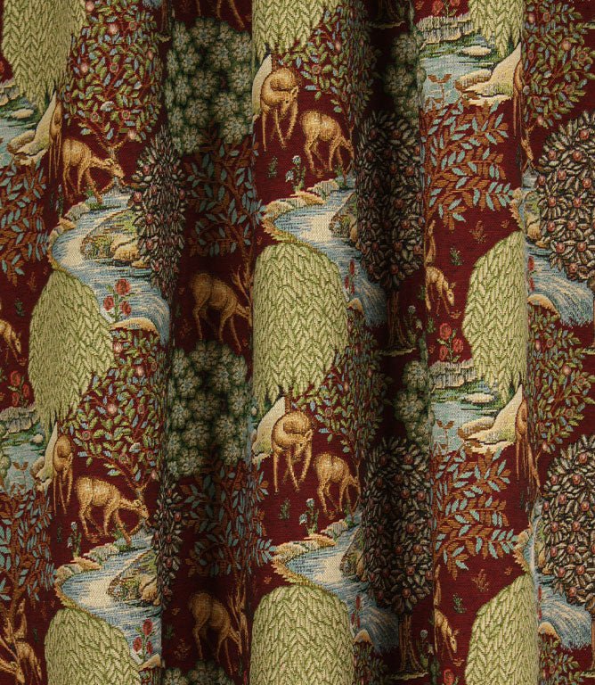 The Brook Tapestry Fabric / Wine - Just Fabrics
