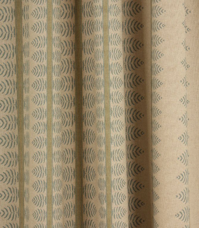 Bella Stripe Fabric / Steel Blue & Green - Just Fabrics
