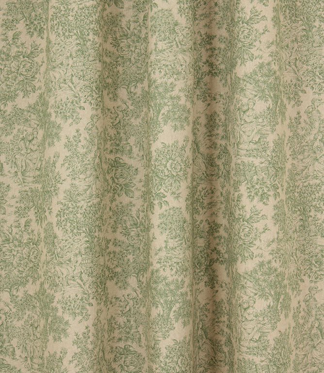 Zen Toile Linen Fabric / Green - Just Fabrics