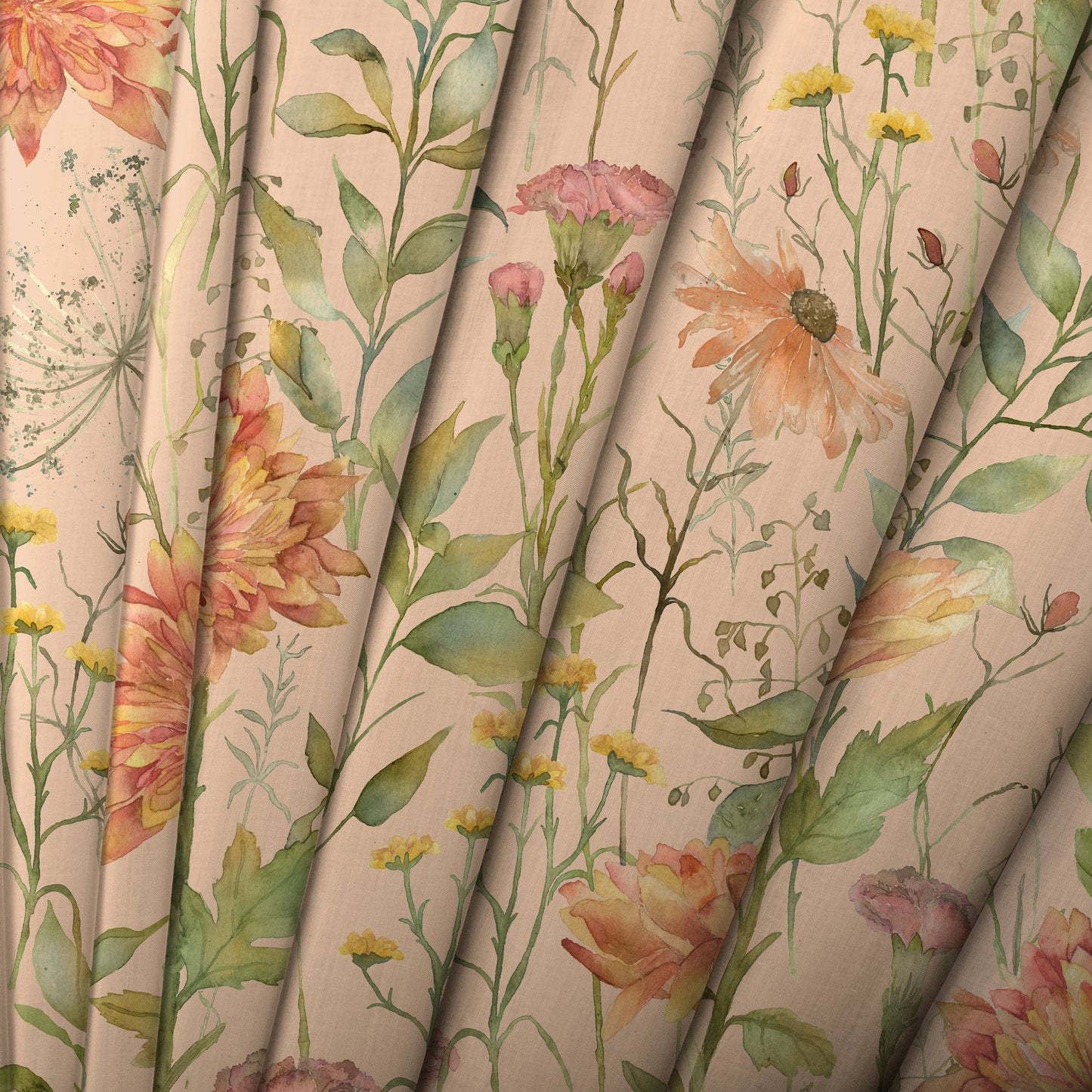 Delamere Fabric / Apricot - Just Fabrics