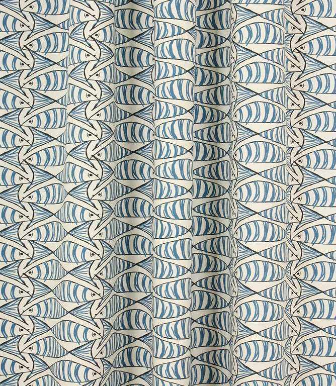 Cornish Sardines Fabric / Indigo - Just Fabrics