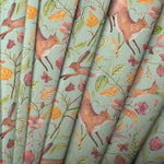 Leaping Into The Fauna Fabric / Duck Egg - Just Fabrics