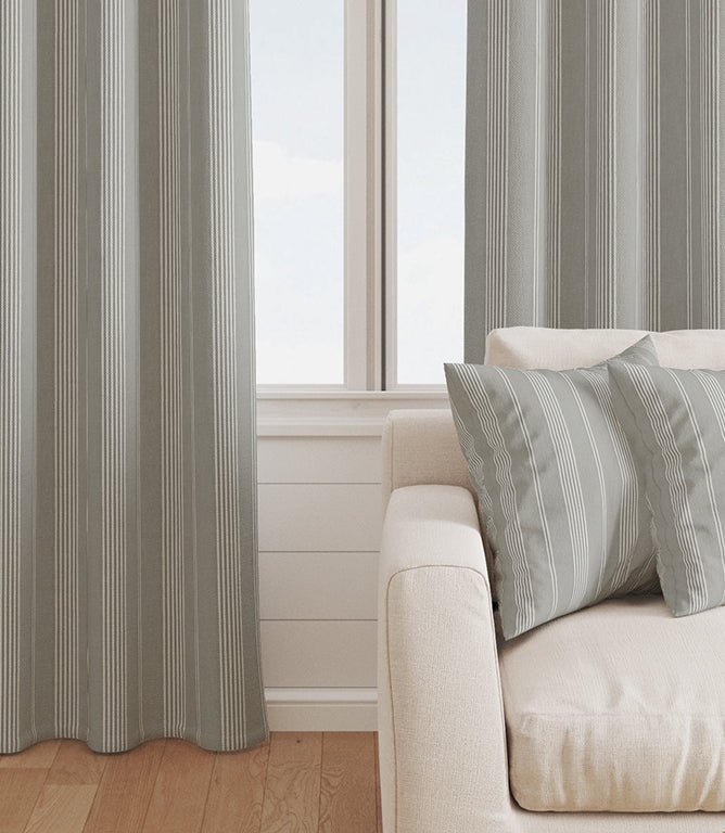 Cheltenham Stripe Fabric / Silver - Just Fabrics