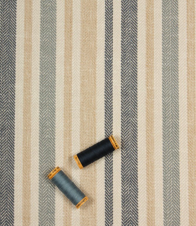 Bourton Stripe Fabric / Indigo - Just Fabrics