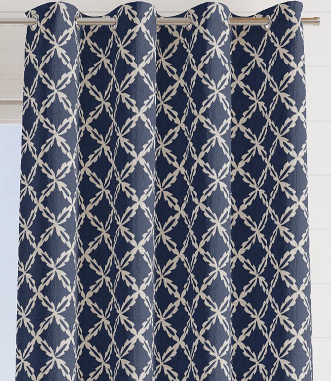 Hedgerow Tile Fabric / Indigo - Just Fabrics