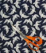 Starlit Doves Fabric / Midnight Blue - Just Fabrics