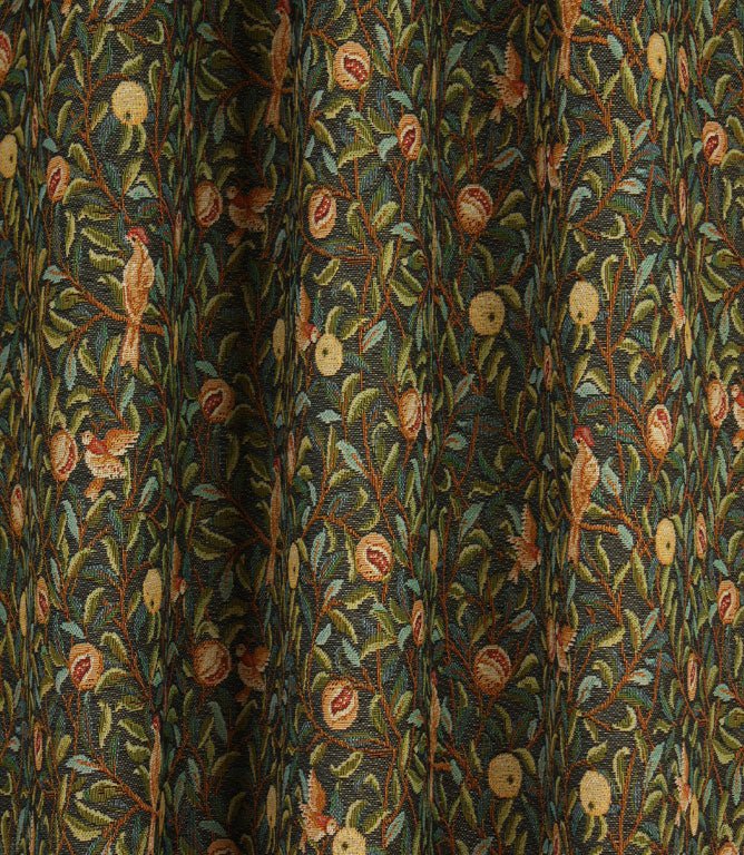 Bird and Pomegranate Tapestry Fabric / Vert - Just Fabrics