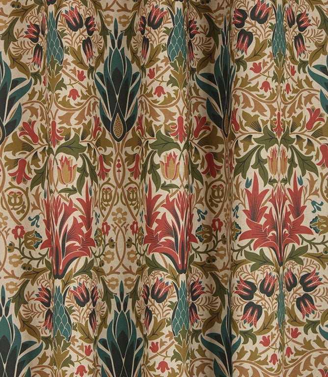 Woodchester Fabric / Indigo / Terracotta - Just Fabrics