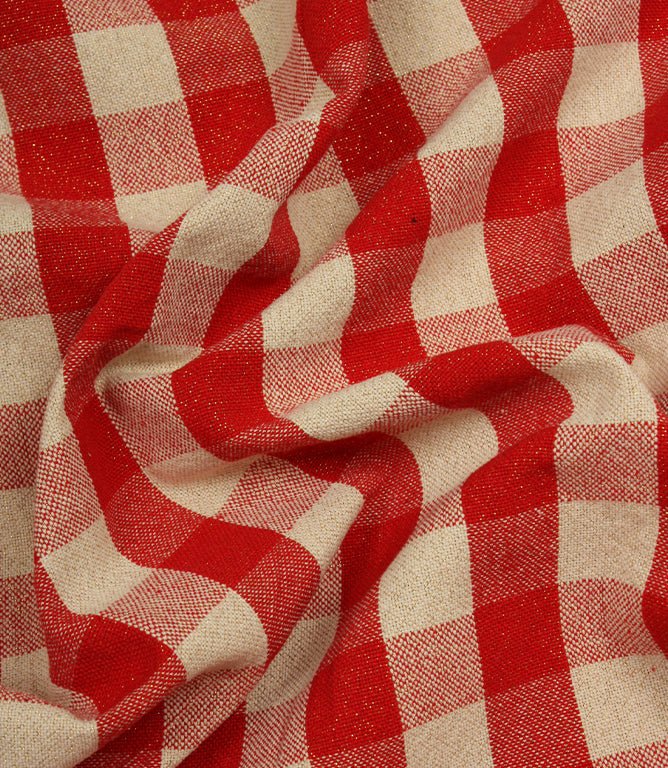 Aldsworth Check Glitz Fabric / Red - Just Fabrics