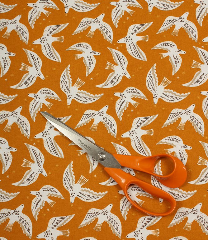 Starlit Doves Fabric / Peanut - Just Fabrics