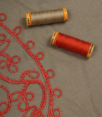 Kashmir Fabric / Linen / Red - Just Fabrics