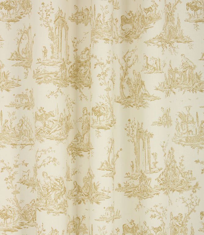 French Toile Fabric / Soft Gold - Just Fabrics