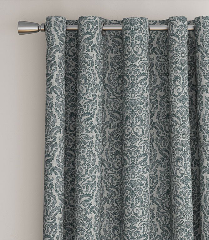 Hazel Damask Fabric / Teal - Just Fabrics