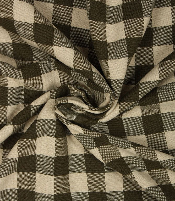 Aldsworth Check Fabric / Khaki - Just Fabrics