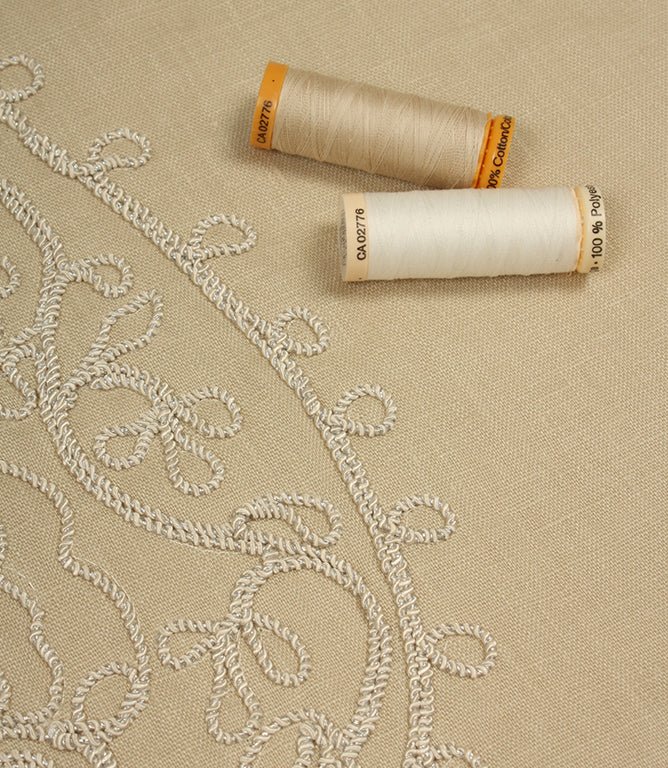 Kashmir Fabric / Stone / Ivory - Just Fabrics