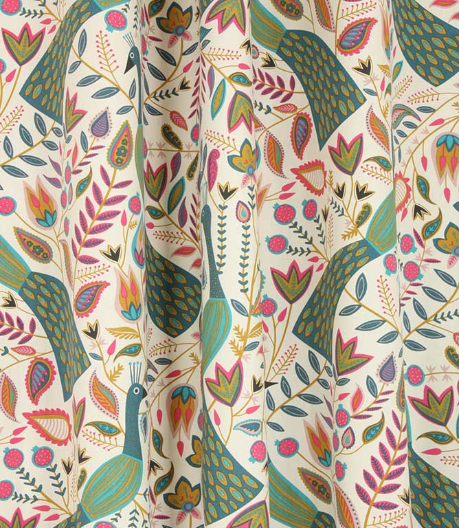 Peafowl Fabric / Teal - Just Fabrics