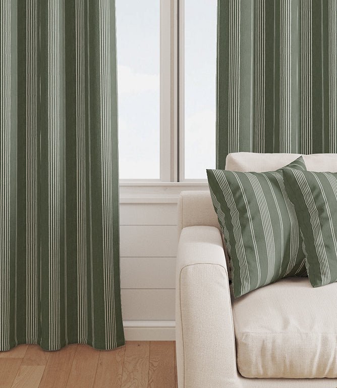 Cheltenham Stripe Fabric / Ivy - Just Fabrics