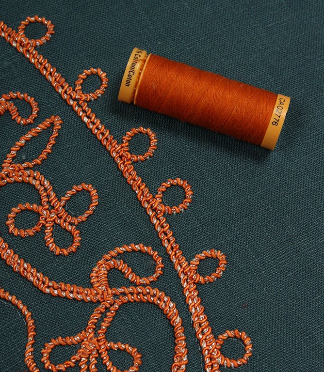 Kashmir Fabric / Blue / Tangerine - Just Fabrics