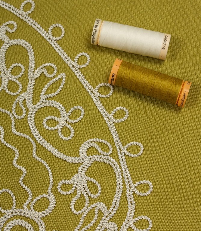 Kashmir Fabric / Lime / Ivory - Just Fabrics