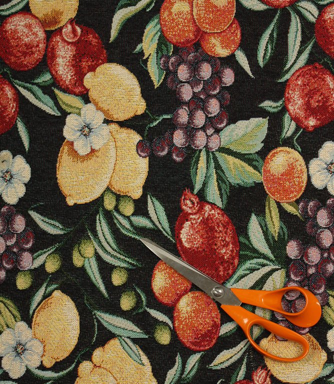 Citrina Tapestry Fabric / Black - Just Fabrics