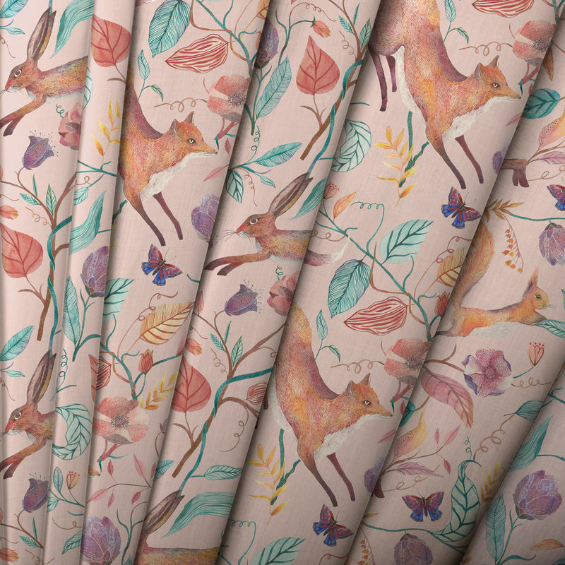 Leaping Into The Fauna Fabric / Blush - Just Fabrics