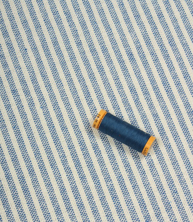 Sandbank Stripe Fabric / Royal - Just Fabrics