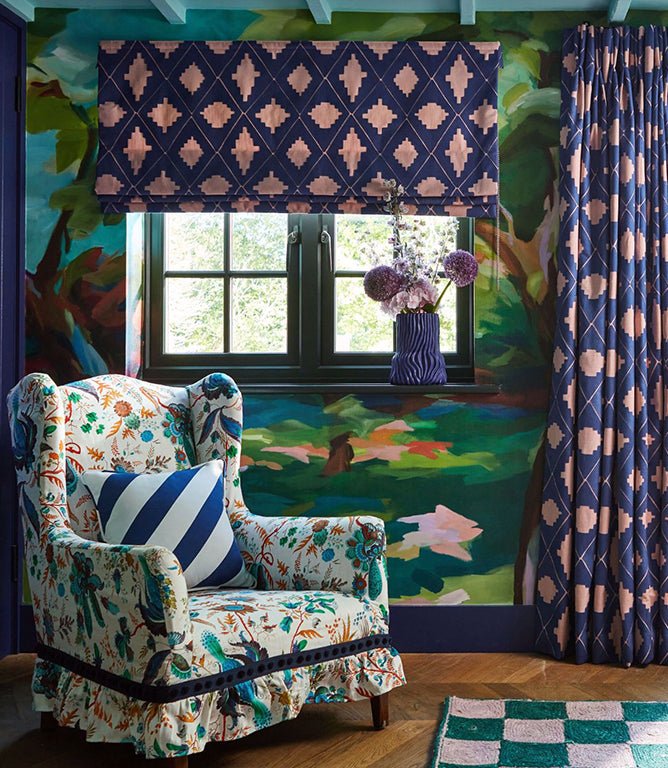 Garden Terrace Fabric / Ruby / Rose - Just Fabrics