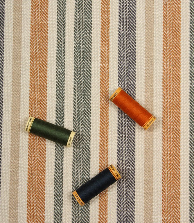 Bourton Stripe Fabric / Burnt Orange - Just Fabrics