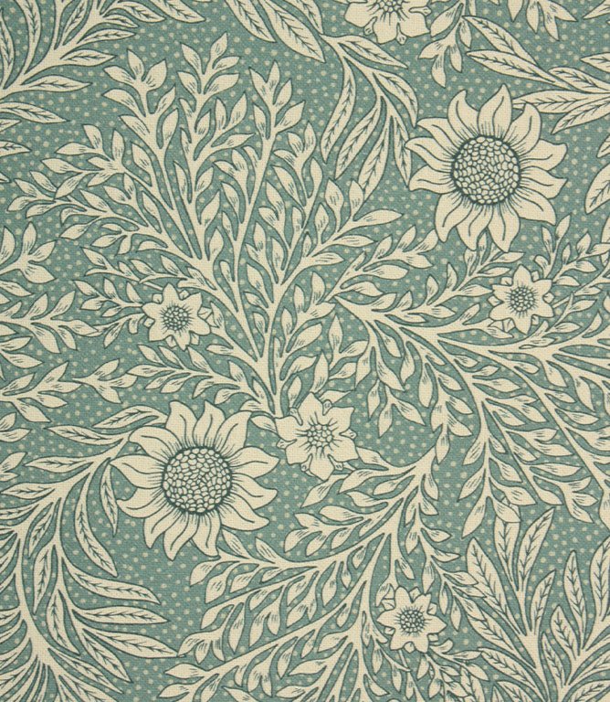 Saltram Floral Acrylic Fabric / Blue - Just Fabrics