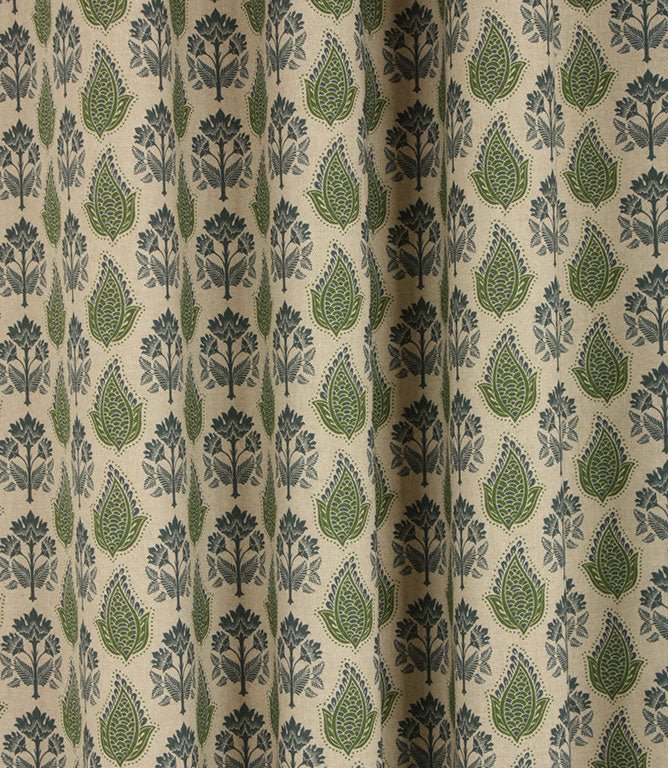 Nora Fabric / Indigo / Sap Green - Just Fabrics