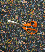 Prado De Flores Lomond Fabric / Papaya / Indigo - Just Fabrics