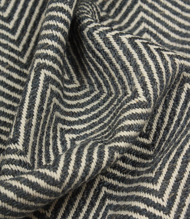 Kingham Herringbone Fabric / Ink - Just Fabrics