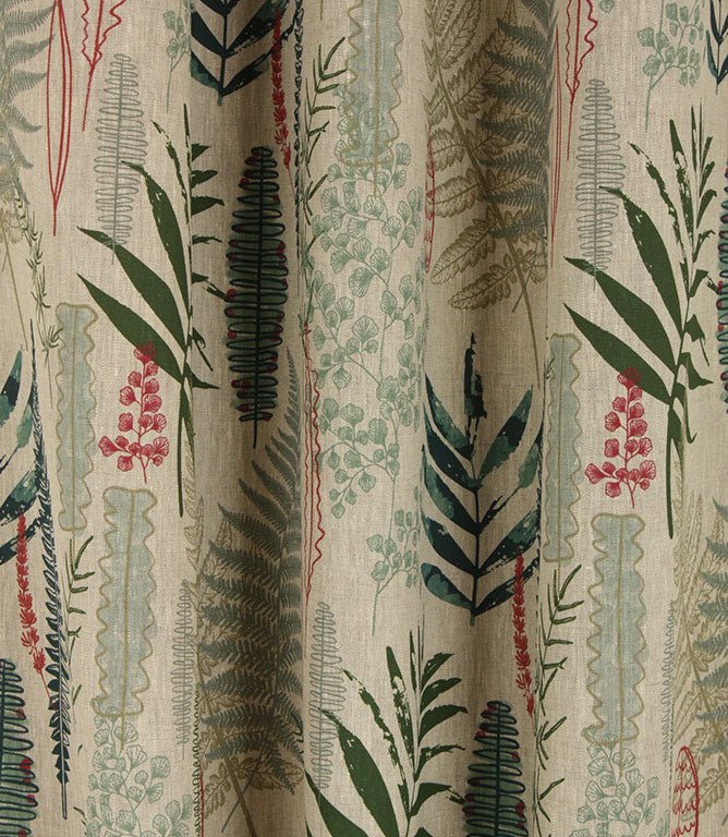 Tropical Leaves Linen Fabric / Eau De Nil / Duck Egg / Sap Green - Just Fabrics