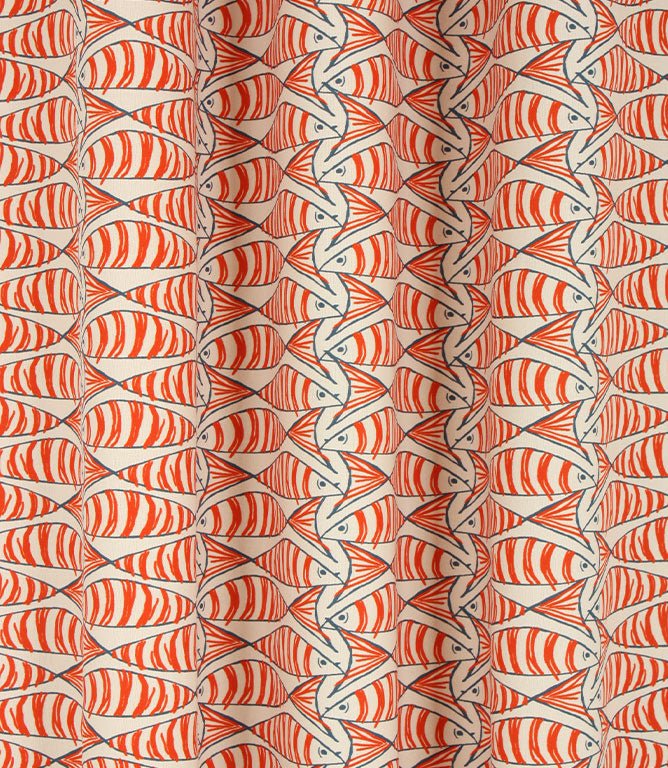Cornish Sardines Fabric / Orange - Just Fabrics
