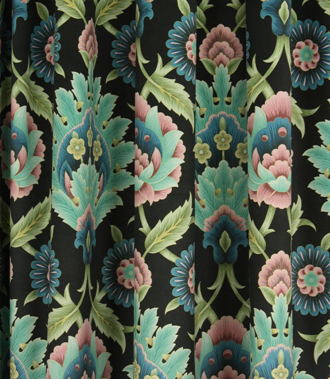 Folk Floral Velvet Fabric / Black - Just Fabrics