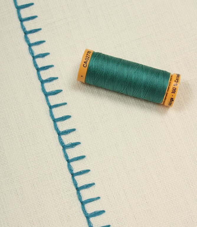 Stitched Up Fabric / Ivory / Teal - Just Fabrics
