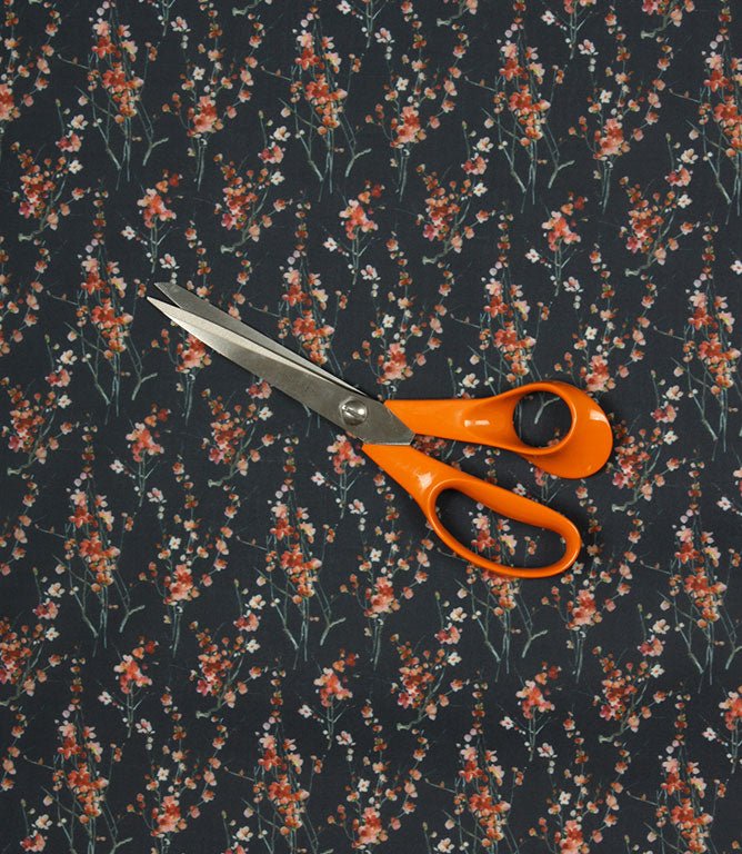 Seville Lomond Fabric / Peach / Navy - Just Fabrics