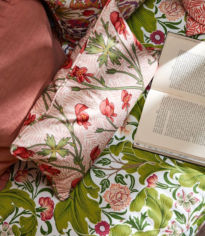 Monkshood Fabric / Tangerine / Sage - Just Fabrics