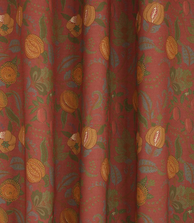 Fruit Meadow Linen Look Fabric / Red - Just Fabrics