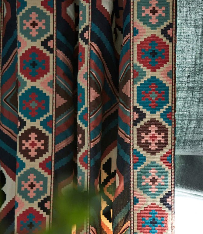 Dorothys Kilim Fabric / Sunflower / Tump Green - Just Fabrics