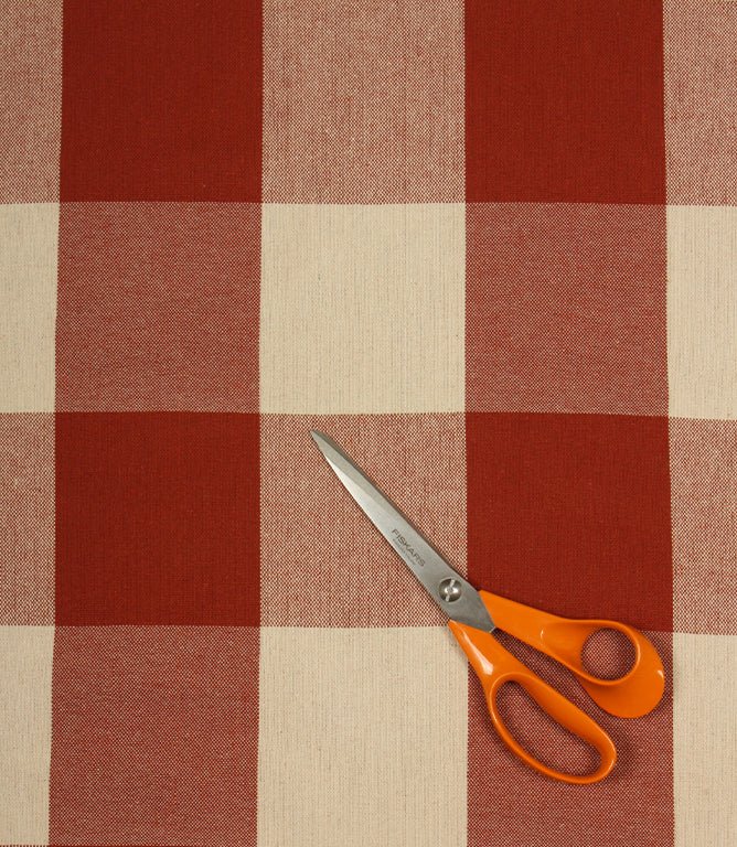 Aldsworth Chunky Check Fabric / Terracotta - Just Fabrics