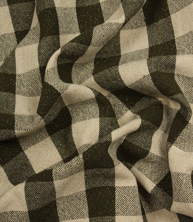 Aldsworth Check Glitz Fabric / Khaki - Just Fabrics