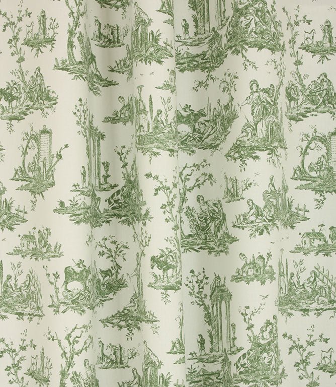 French Toile Fabric / Sap Green - Just Fabrics